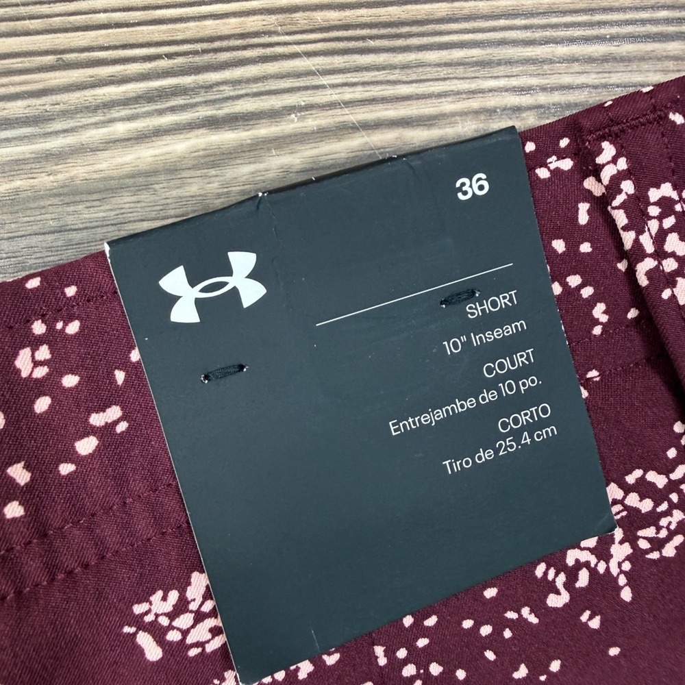 Under Armour Mens Golf Printed Shorts Size 36 9" Maroon Camo 1377303-600 NWT - Picture 6 of 7